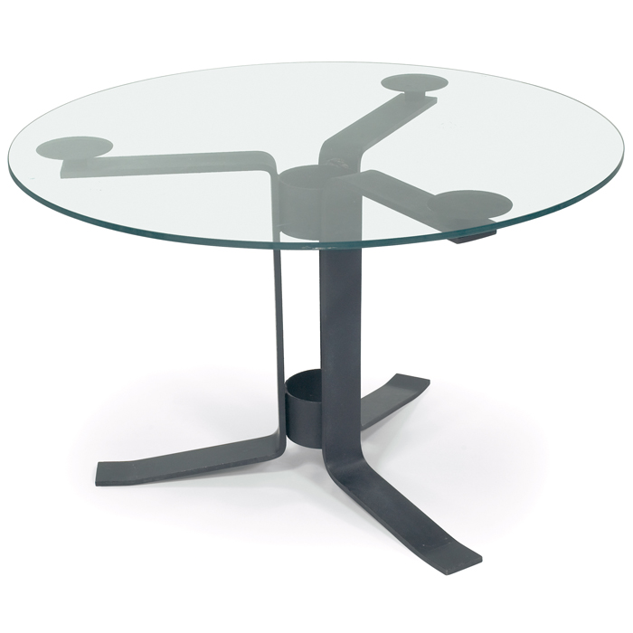 Appraisal: Max Gottschalk occasional table black enameled metal frame withrubber bumpers