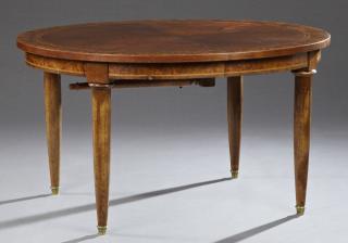 Appraisal: Louis XV Style Inlaid Burled Walnut Dining Table c the