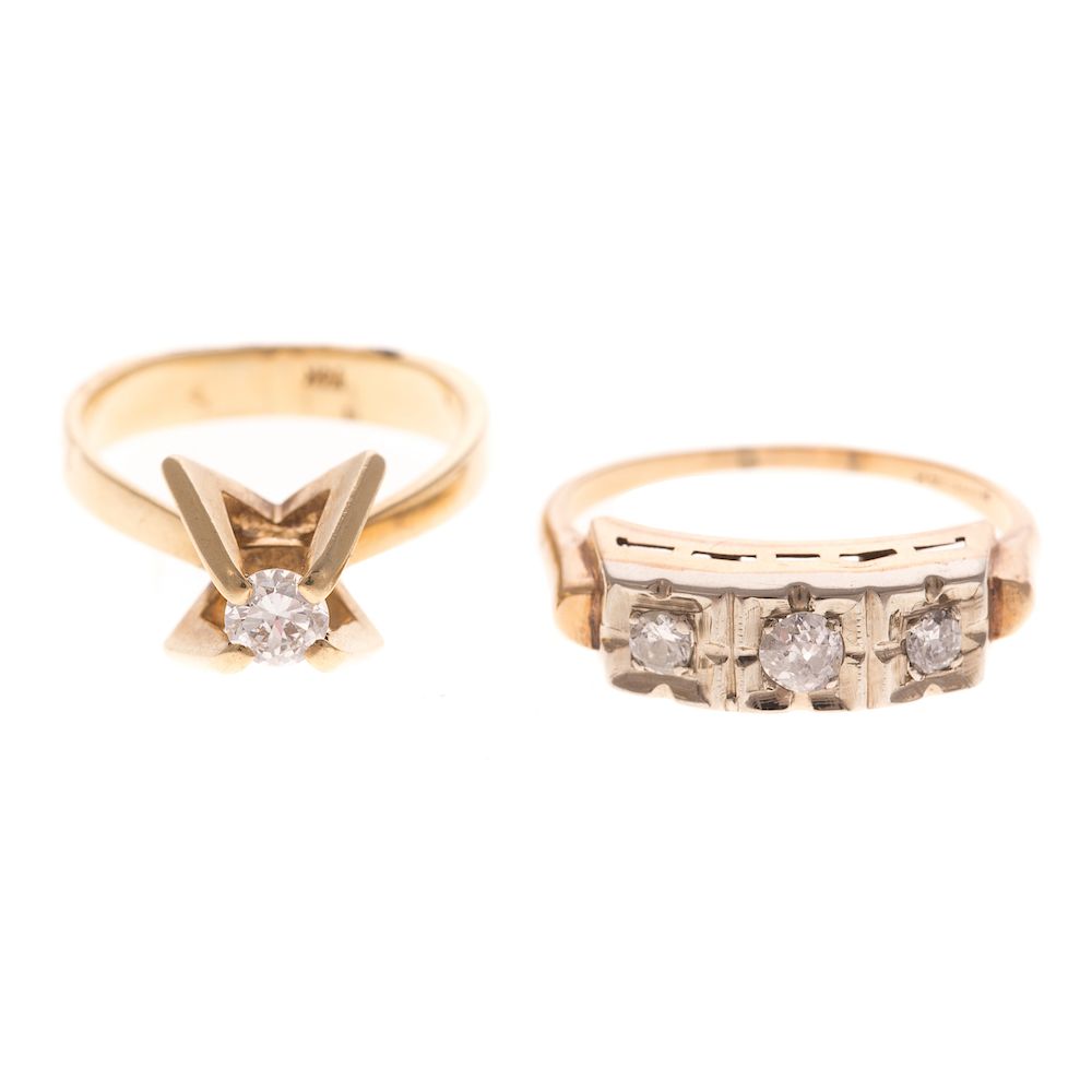 Appraisal: A Pair of Ladies Diamond Rings in K K yellow