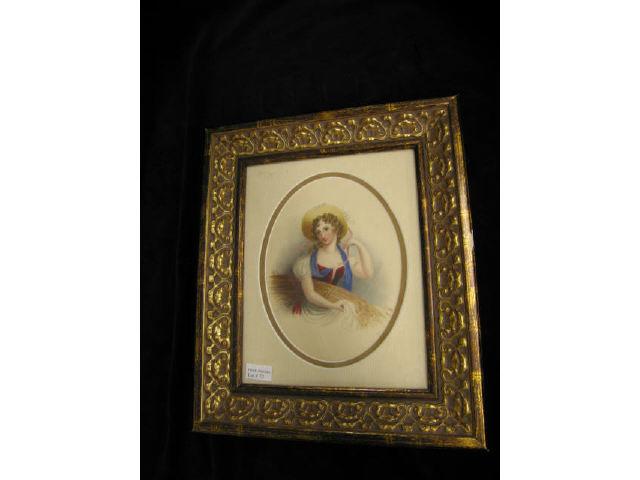 Appraisal: Victorian Watercolor of Maiden with Wheat superb detail image area