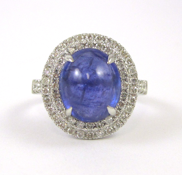 Appraisal: TANZANITE DIAMOND AND FOURTEEN KARAT GOLD RING The white gold