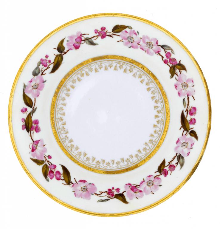 Appraisal: A FLIGHT BARR BARR PRIMROSE GROUND DESSERT PLATE with gilt