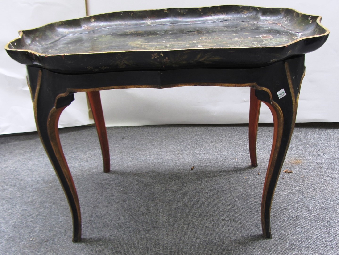 Appraisal: A Regency black Japanned and gilt chinoiserie decorated shaped rectangular