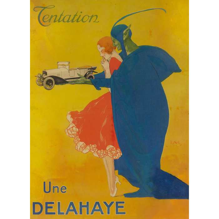 Appraisal: French Poster Delahaye c color poster x signed illegibly framed