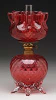 Appraisal: RARE CRANBERRY GLASS MINI LAMP S - Cranberry glass with