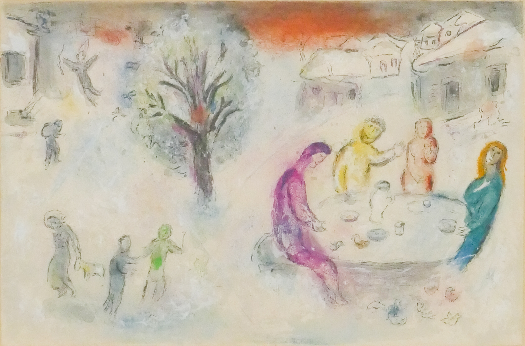 Appraisal: Marc Chagall - France 'Meal at Dryas House' Lithograph in