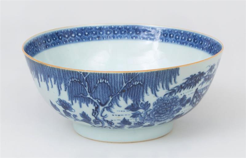 Appraisal: CHINESE EXPORT BLUE AND WHITE PORCELAIN PUNCH BOWL Painted with