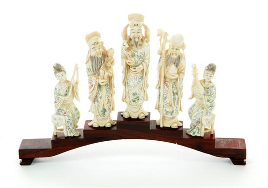 Appraisal: FIVE IVORY FIGURES Asian st half- th century Five of