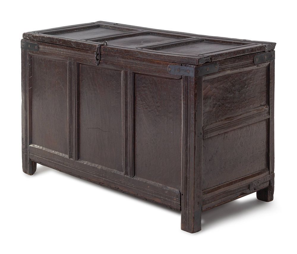 Appraisal: A Jacobean Iron Mounted Molded and Paneled Oak Storage Chest