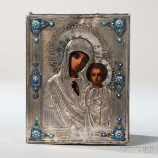 Appraisal: Russian Icon Depicting the Madonna and Child th century with