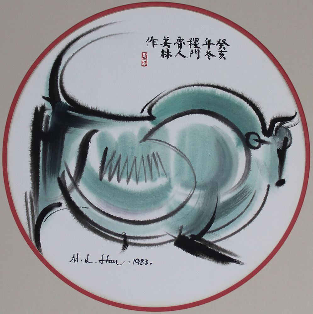 Appraisal: Han Meilin B Bull Han Meilin Chinese B Bull Signed