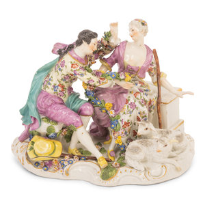 Appraisal: A Meissen Porcelain Figural Group of a Shepherd and Shepherdess