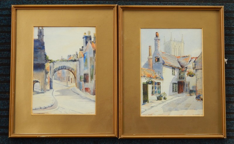 Appraisal: M Yeomans Newport Arch and Black Horse Inn Lincoln watercolour