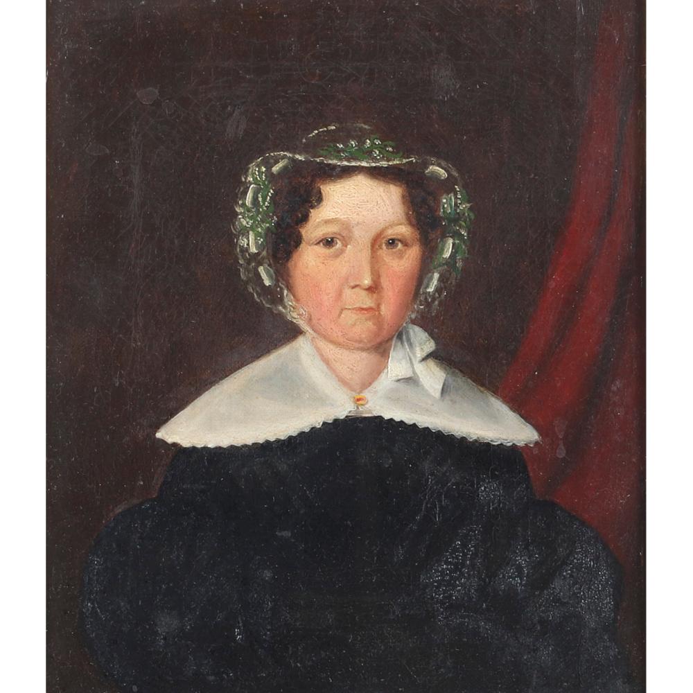 Appraisal: UNKNOWN EARLY AMERICAN NAIVE ITINERANT PORTRAIT OF A WOMAN IN