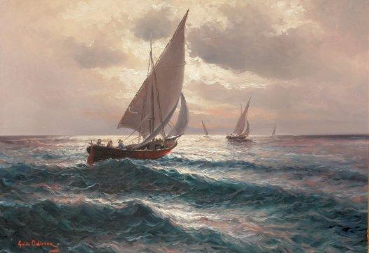 Appraisal: ODIERNA Guido Italian - Sailing Vessels Offshore Oil Canvas ''