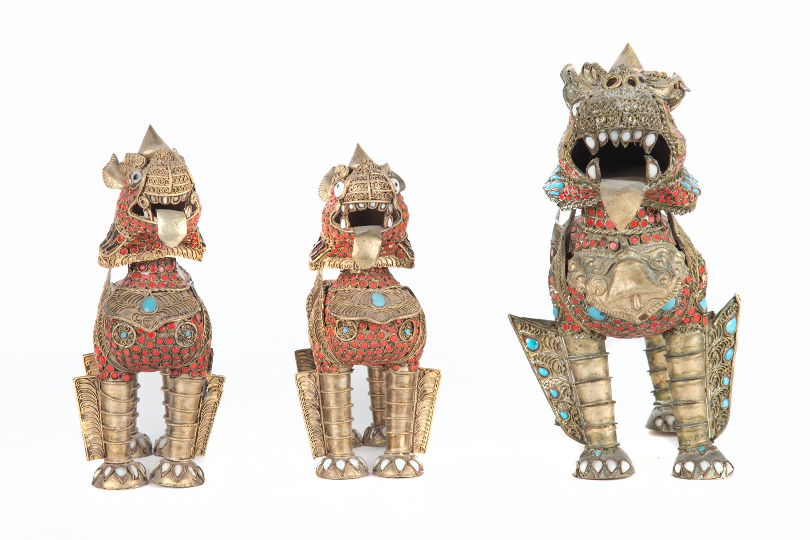 Appraisal: Chinese brass foo dog sensors late th early th century