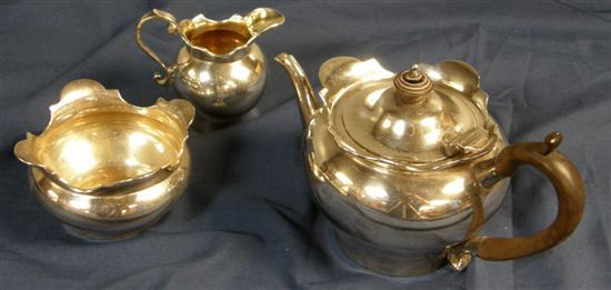 Appraisal: Late Victorian three piece batchelor's silver tea service comprising teapot