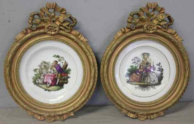 Appraisal: Pair of Framed Meissen Plates One is marked ''Elise'' verso