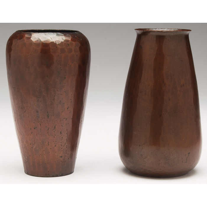 Appraisal: Roycroft vases two hammered copper both with original patina both