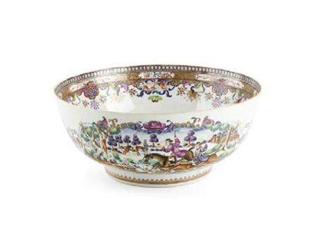 Appraisal: An th century Chinese famille rose punch bowl decorated to