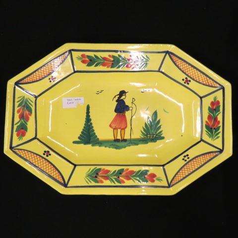 Appraisal: Quimper French Pottery Platter peasant boy on yellow field x