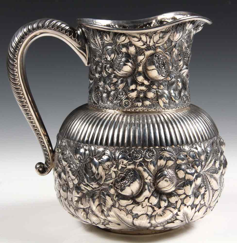 Appraisal: STERLING PITCHER - Gorham Silver Repoussed Pitcher decorated with overall