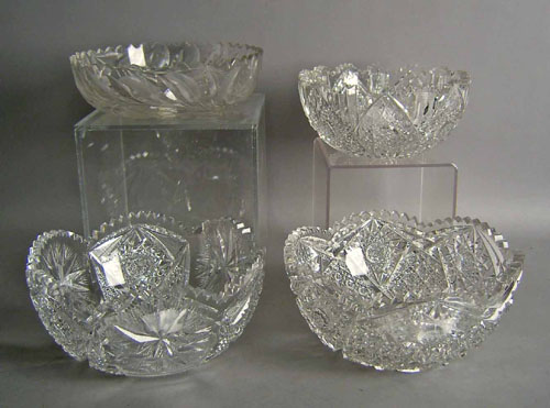 Appraisal: Four cut glass bowls largest - dia