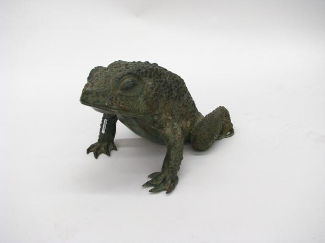 Appraisal: Large Cast Iron Pebbled Garden Frog approximately '' high