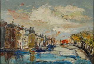 Appraisal: Jack Godderis Belgium Harbor View signed and dated lower right