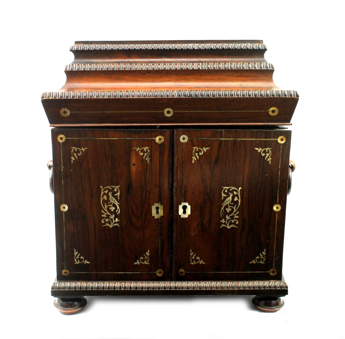 Appraisal: A William IV inlaid rosewood jewellery box with lift lid