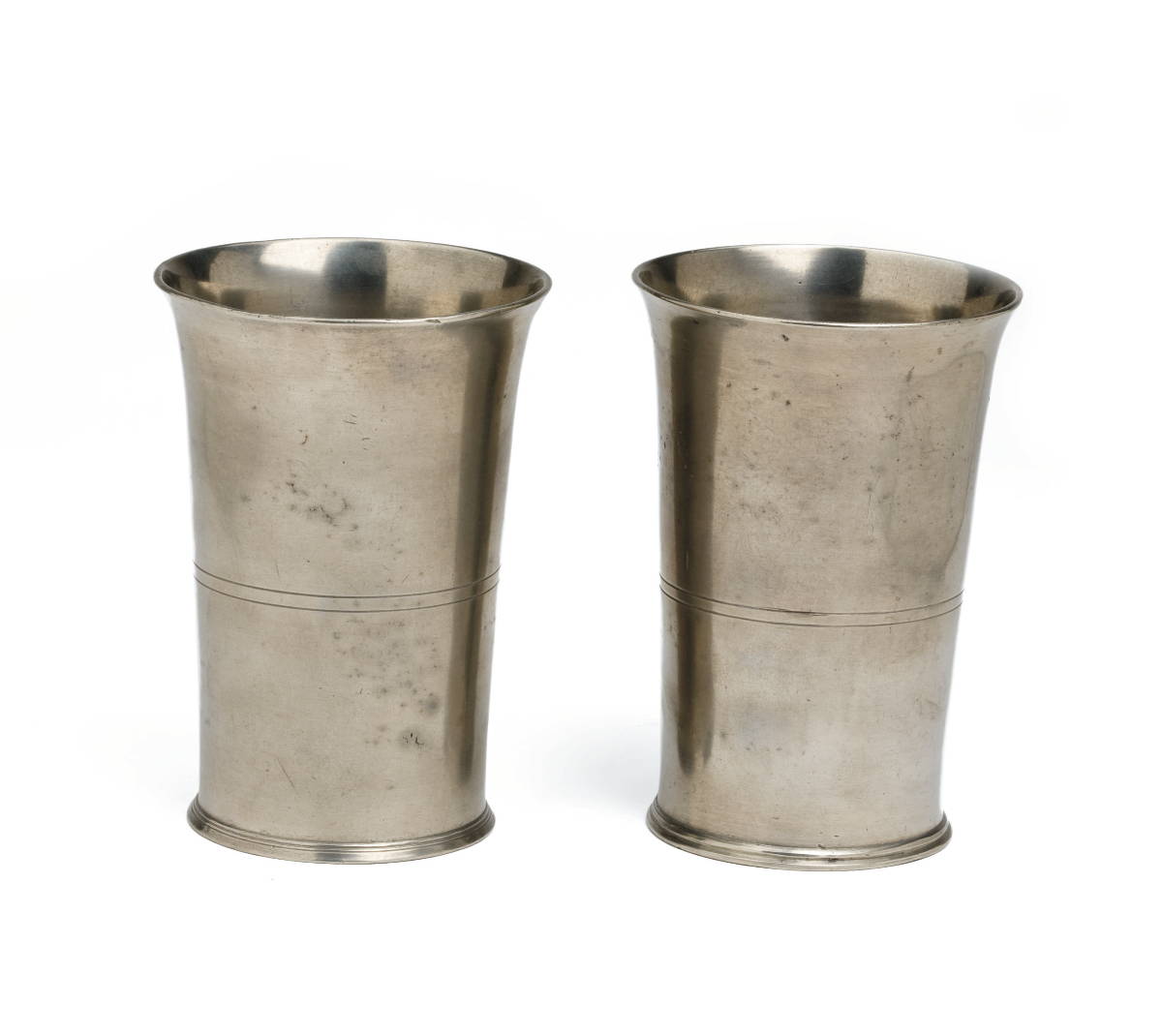 Appraisal: PAIR OF PEWTER BEAKERS THOMAS D BOARDMAN - AND LUCIUS