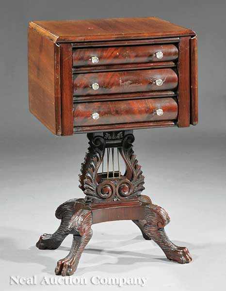 Appraisal: An American Late Classical Carved Mahogany Work Table th c