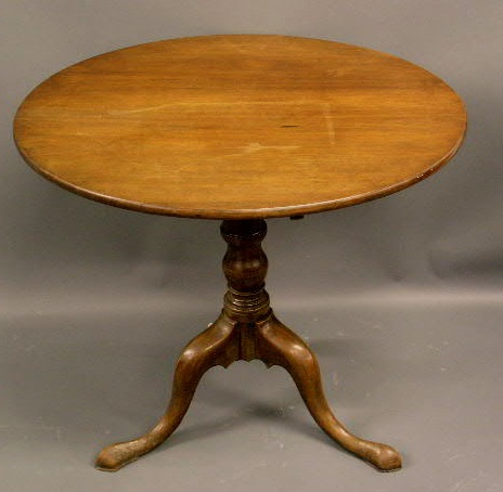 Appraisal: Pennsylvania walnut tea table th c h top diam