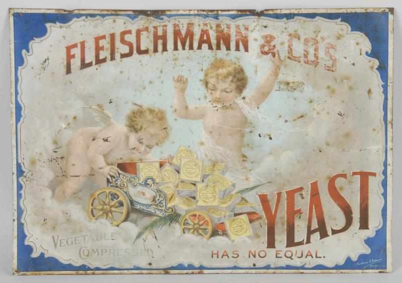 Appraisal: Tin Fleischmann Yeast Sign Description Some rust spots and edge