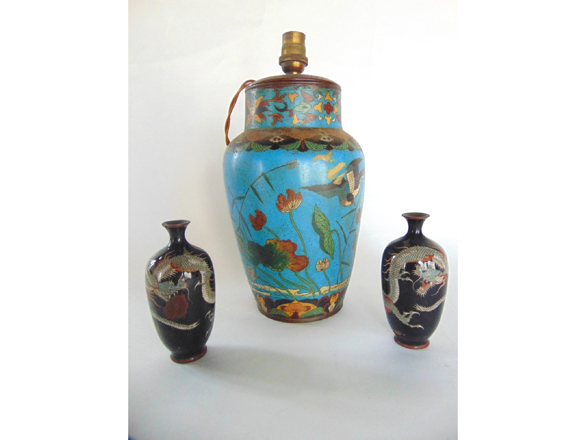 Appraisal: An antique Chinese cloisonn enamelled vase converted into a desk