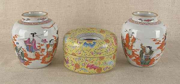 Appraisal: Pair of Chinese ginger jars h together with a cache