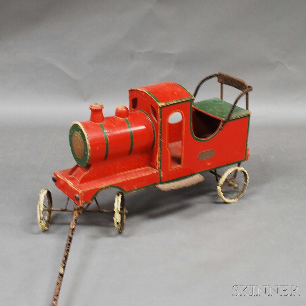 Appraisal: Child's Red-painted Fire Truck Pull Wagon th th century ht