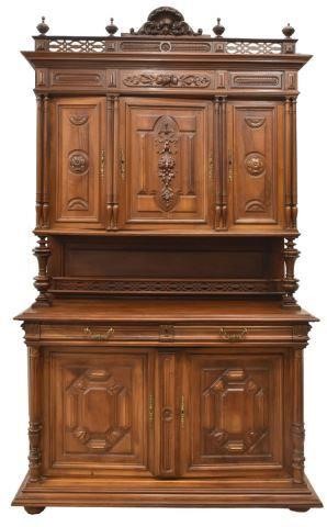 Appraisal: French Henri II style walnut sideboard late th c carved