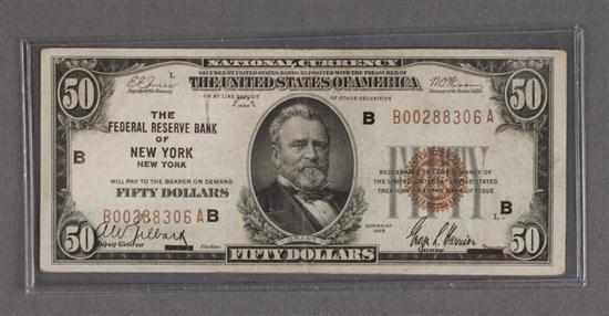 Appraisal: United States Currency Federal Reserve Note Series of issued by