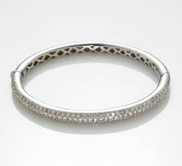 Appraisal: A diamond and k white gold bangle bracelet estimated total