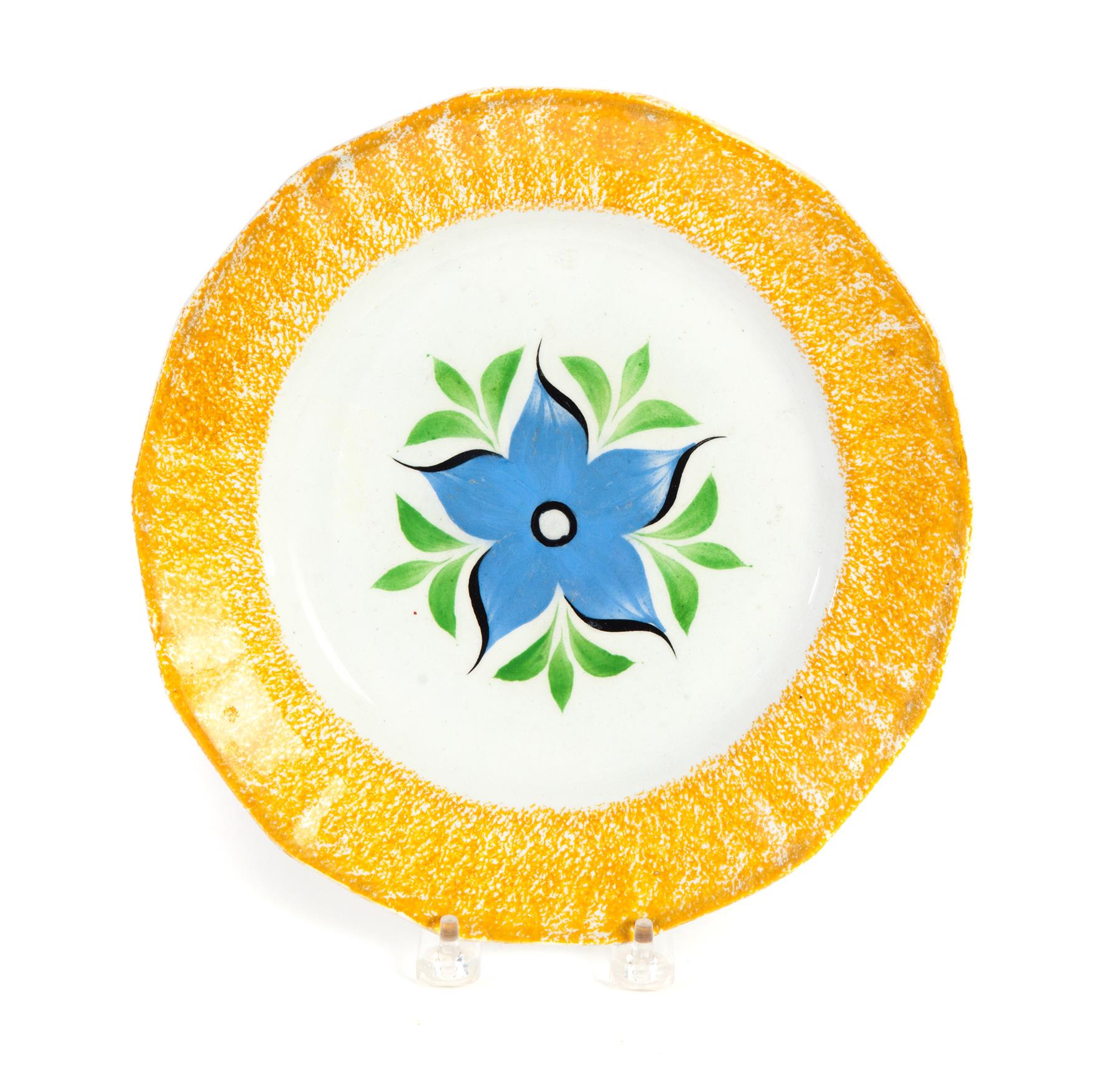 Appraisal: SPATTERWARE PLATE WITH MORNING GLORY CENTRAL DECORATION American st half-