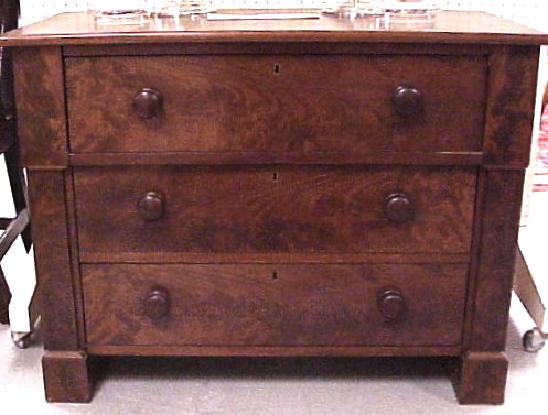 Appraisal: Small three drawer chest mid th C mahogany and mahogany