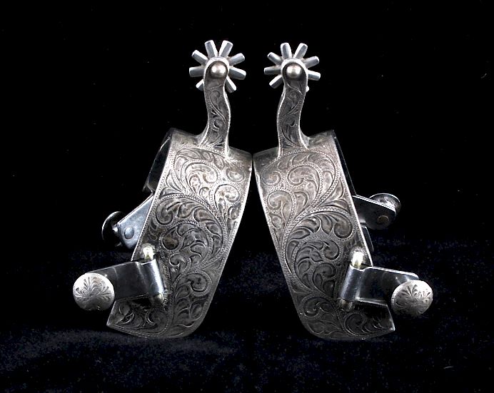 Appraisal: Joe Nab Silver Mounted Spurs This is a pair of