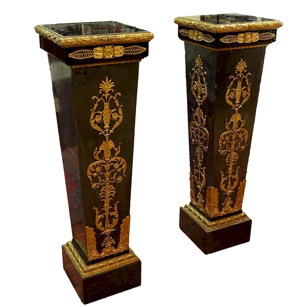 Appraisal: Pair Monumental Palace Marble Pedestals Pair of Monumental Palace Size