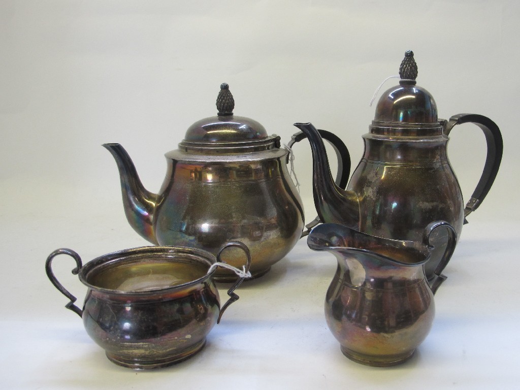 Appraisal: A silver four piece tea service Chester oz