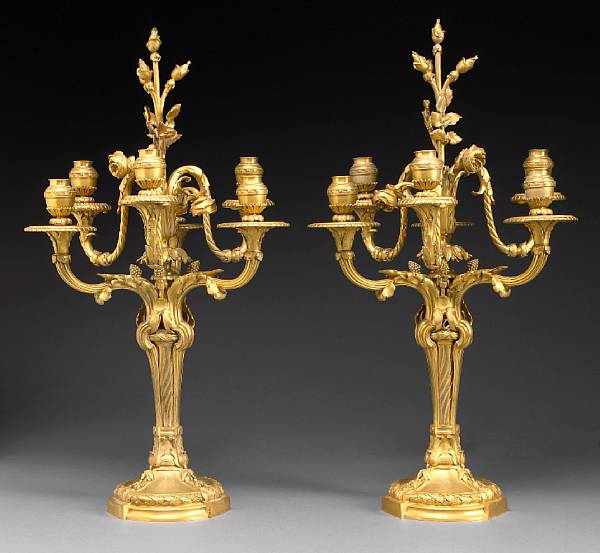 Appraisal: A good pair of Louis XVI style gilt bronze six