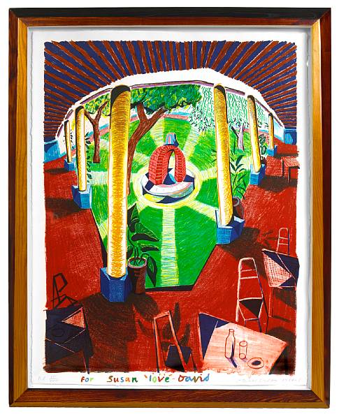 Appraisal: David Hockney British born View of Hotel Well III from