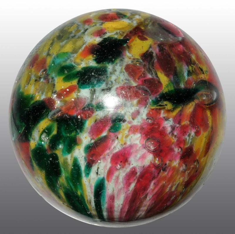 Appraisal: End of Day Single Pontil Cloud Marble Description White red