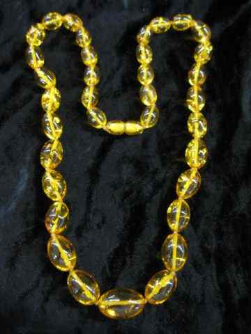 Appraisal: Golden Natural Amber Necklace graduated beads extra fine '' long