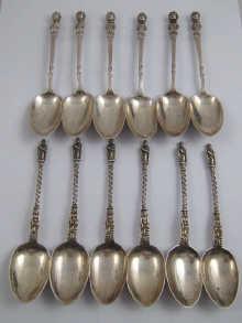 Appraisal: A set of six Moor's Head coffee spoons William Eley